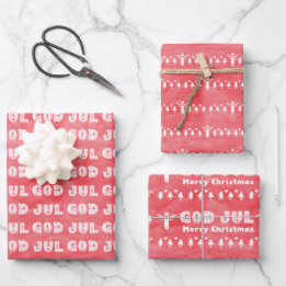 God Jul Traditional Swedish Christmas Wrapping Paper Sheets