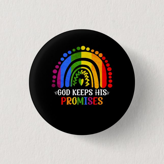 God Keeps His Promise Rainbow Christian Bible Noah Button (Front)
