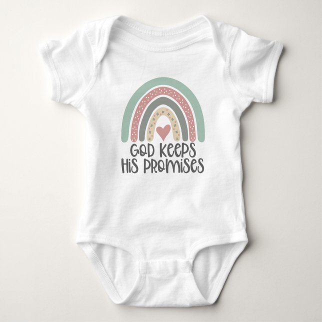 God Keeps His Promises Rainbow Baby Bodysuit (Front)