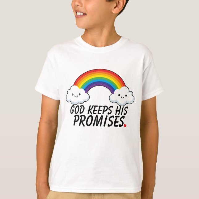 God Keeps His Promises Rainbow Kids Shirt (Front)