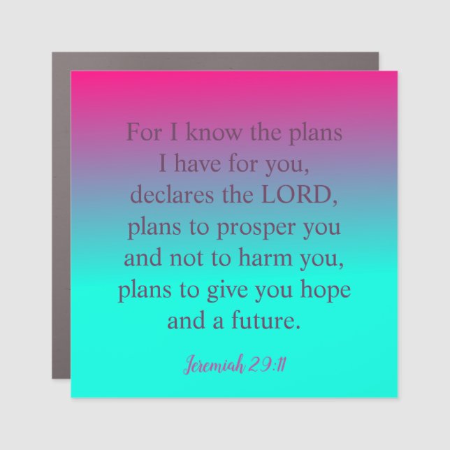 God knows the plans Bible Verse Car Magnet (Front)