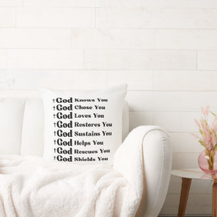 God Knows You, Loves You, Restores & Rescue You Throw Pillow