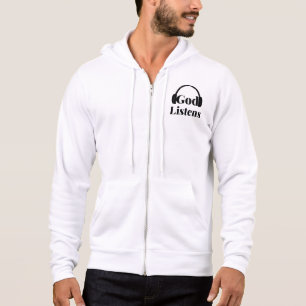God Listens Faith Based Quote Full-Zip Mens Hoodie