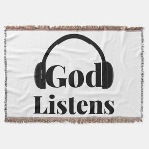 God Listens Faith Based Quote Throw Blanket