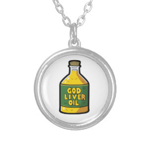 God liver oil silver plated necklace