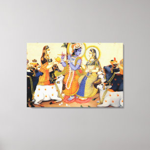 God Lord Krishna Premium Wrapped Canvas (Gloss) Print
