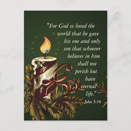 God Loved the World Bible Verse Christmas Postcard