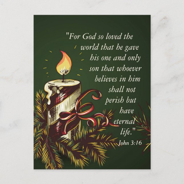 God Loved the World Bible Verse Christmas Postcard (Front)