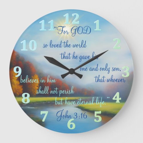 God Loved the World John 3 Christian Bible Verse Large Clock