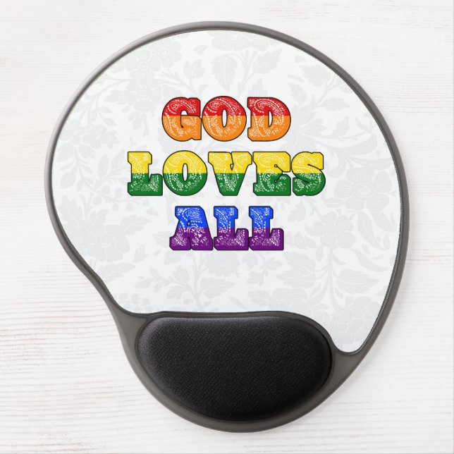 "God Loves All" Gay/LGBTQIA+/Queer Christian Pride Gel Mouse Pad (Front)