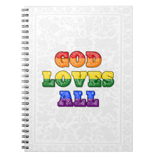 "God Loves All" Gay/LGBTQIA+/Queer Christian Pride Notebook
