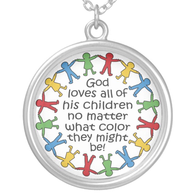 God Loves All Silver Plated Necklace (Front)