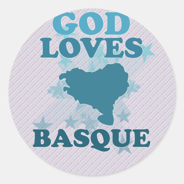 God Loves Basque Classic Round Sticker (Front)