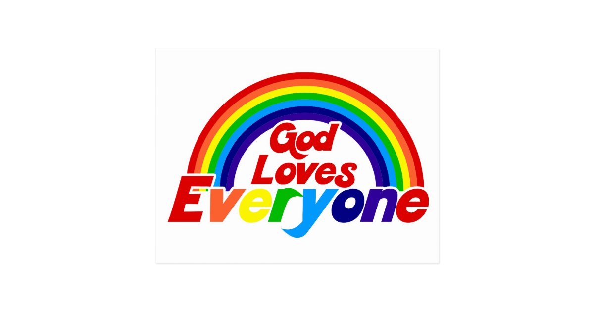 God Loves Everyone Gay Rainbow Postcard