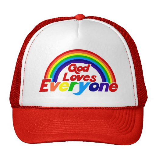 God Loves Everyone Gay Rainbow Trucker Hat | Zazzle