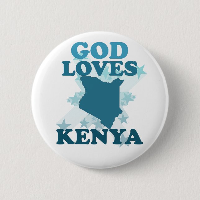 God Loves Kenya Pinback Button (Front)