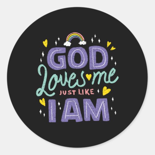 God loves me classic round sticker
