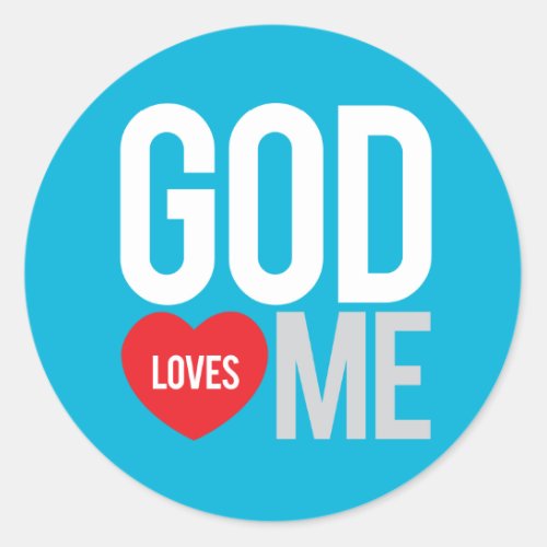 God loves me classic round sticker