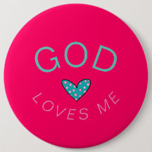 God Loves Me Dark Pink Button