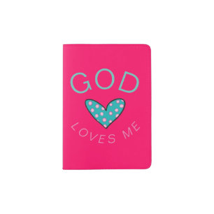 God Loves Me Dark Pink Passport Holder