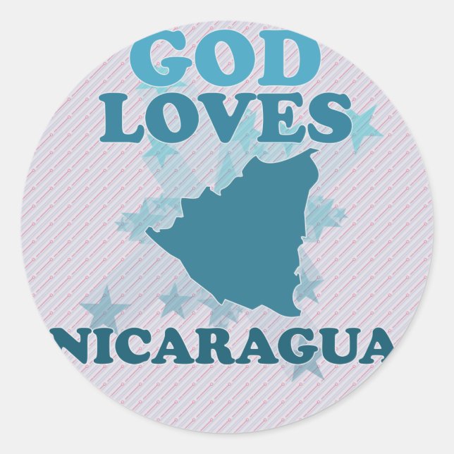 God Loves Nicaragua Classic Round Sticker (Front)