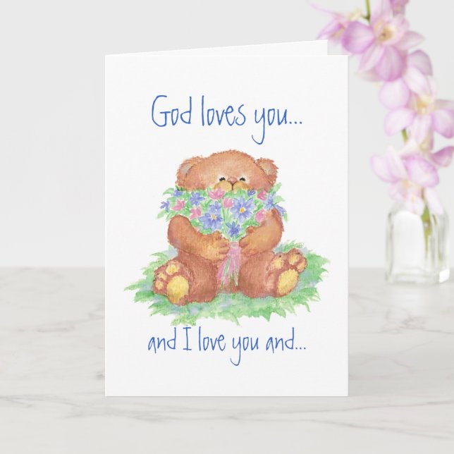 i love you teddy bear and flowers