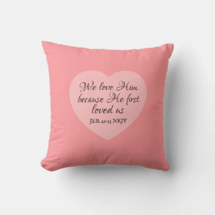 God Loves You Bible Verse Pinkish Red Heart Simple Throw Pillow