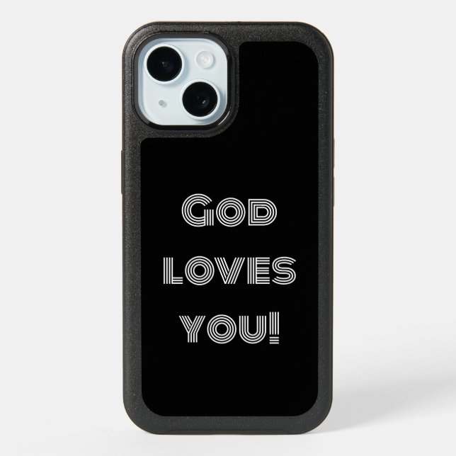 God Loves You | Black & White iPhone 15 Case (Back)