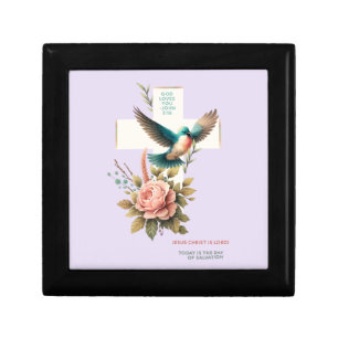 God Loves You Cross and Bird  Design Gift Box