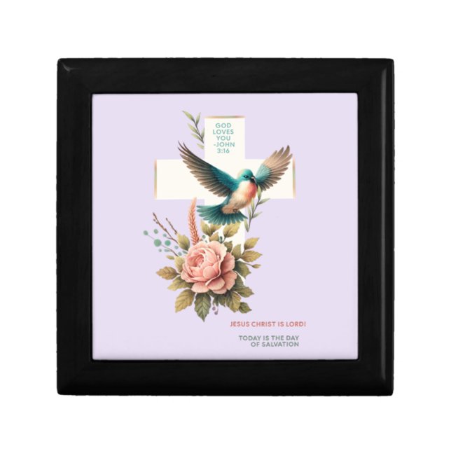 God Loves You Cross and Bird  Design Gift Box (Front)