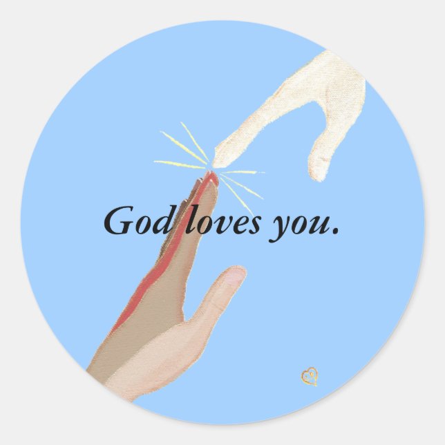 God loves you Energy, Multi-racial Hands Stickers (Front)