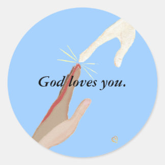 God loves you Energy, Multi-racial Hands Stickers