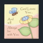 "God Loves You" Magnet<br><div class="desc">This inspirational magnet will make the perfect little accent for home or office! Please also take a look at the additional items that coordinate with this magnet, which include a spiral notebook, notepad, coasters, and ceramic trivet.</div>