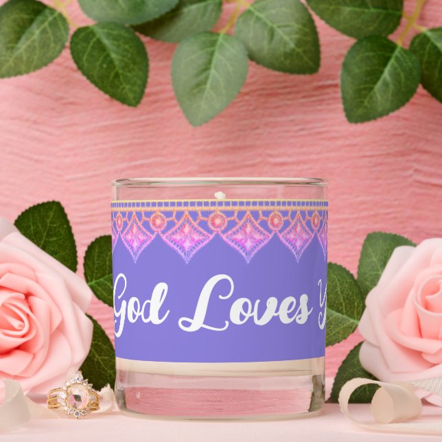God Loves You Purple Scented Jar Candle (Wedding)