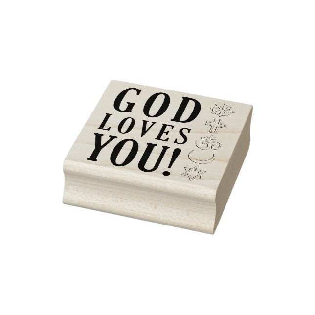 God loves you & religions symbols rubber stamp (Stamp)