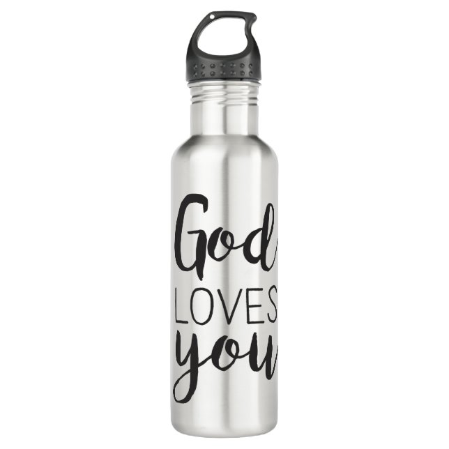God loves you stainless steel water bottle (Front)