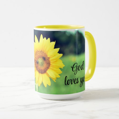 God Loves You Sunflower Ceramic Mug