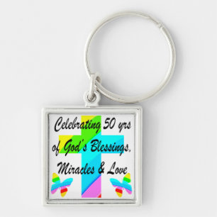 GOD LOVING 50TH KEYCHAIN