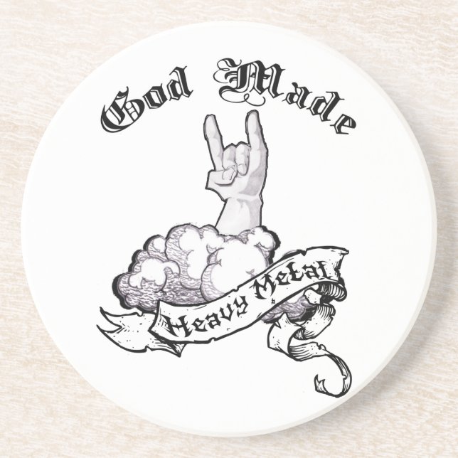 God made heavy metal drink coaster (Front)