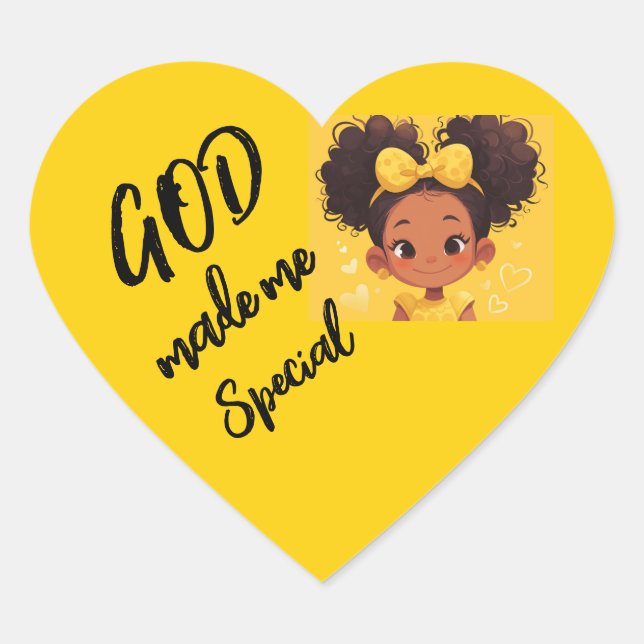 GOD  made me special heart Sticker (Front)