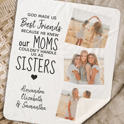 God Made Us Best Friends Friendship Quote Photo  Sherpa Blanket