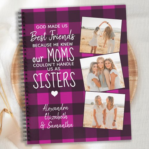 God Made Us Best Friends Pink Buffalo Plaid Photo Notebook