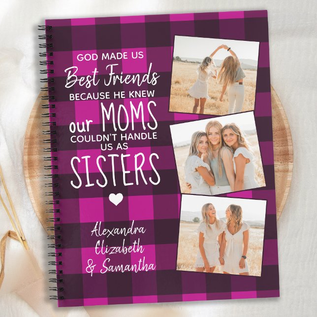 God Made Us Best Friends Pink Buffalo Plaid Photo Notebook (Creator Uploaded)