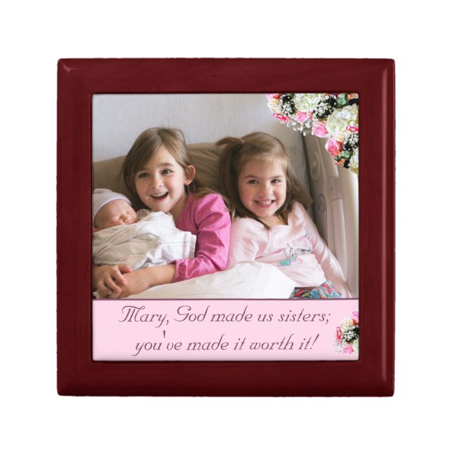 God Made Us Sisters Customizable Photo Gift Box (Front)