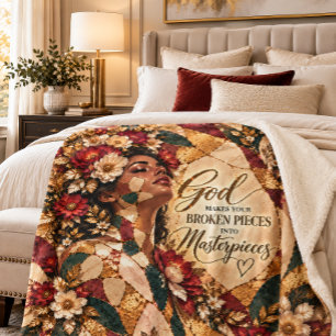 God Makes Masterpieces Christian Kintsugi Art Sherpa Blanket