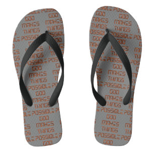 God Makes Things Possible Gray All-Over Unisex Flip Flops