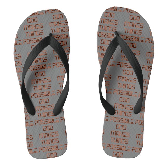 God Makes Things Possible Gray All-Over Unisex Flip Flops (Footbed)