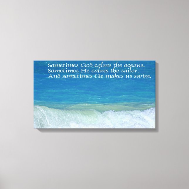 God Makes Us Swim Wrapped Canvas Print (Front)