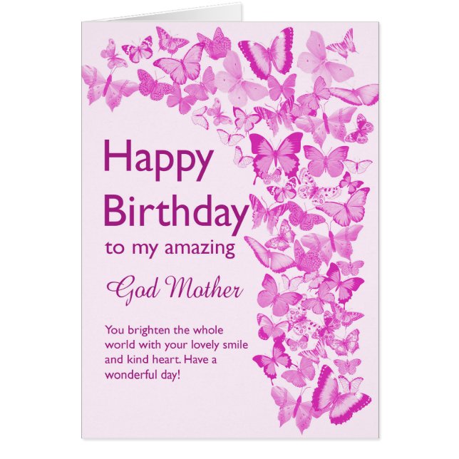 God Mother Birthday Butterflies Cards (Front)