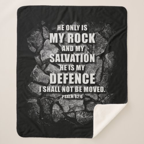 GOD My Rock  Salvation  Christian Faith Verse Sherpa Blanket